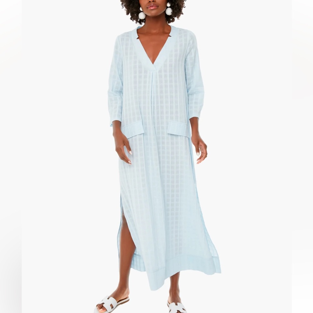 Tuckernuck Light Blue Long V-Neck Maxi Dress Cover Up Coverup